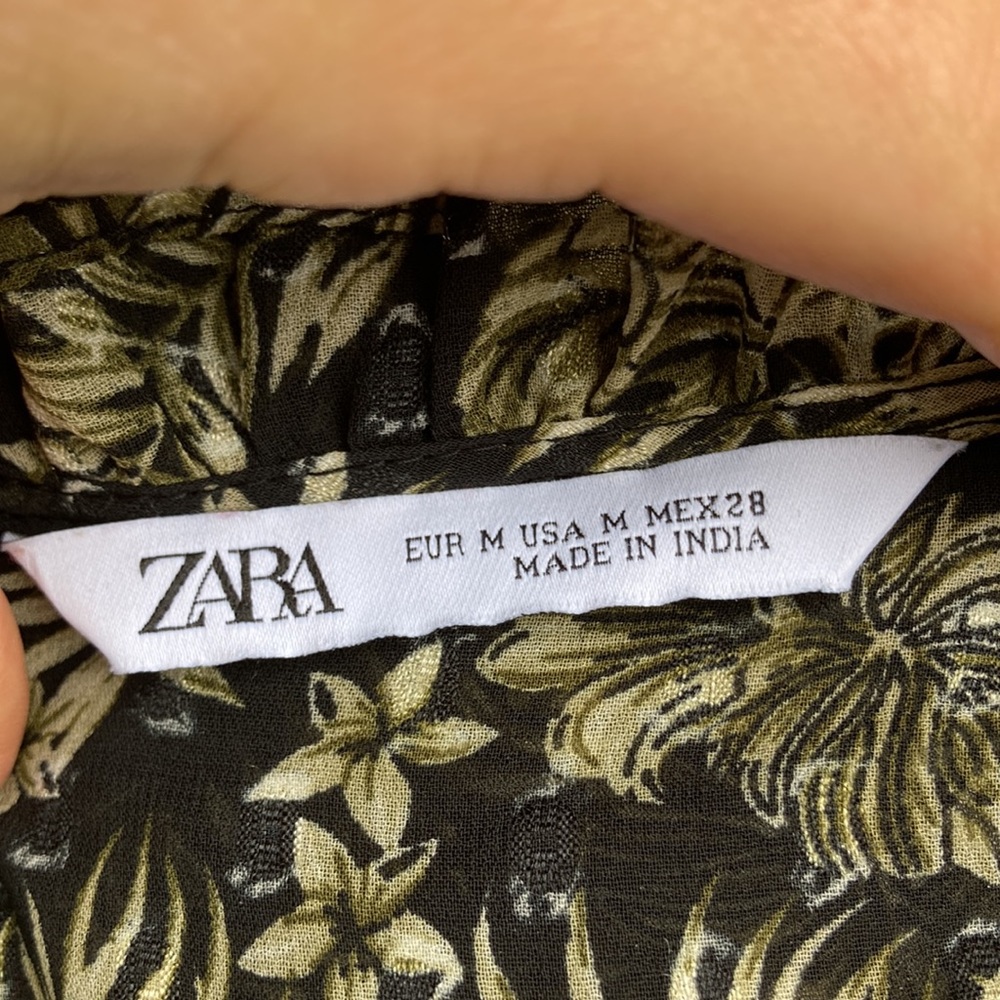 Zara Raised Velvet Sheer Crochet Bishop Sleeve Peasant Blouse Peek-a-Boo Yoke - Picture 9 of 9